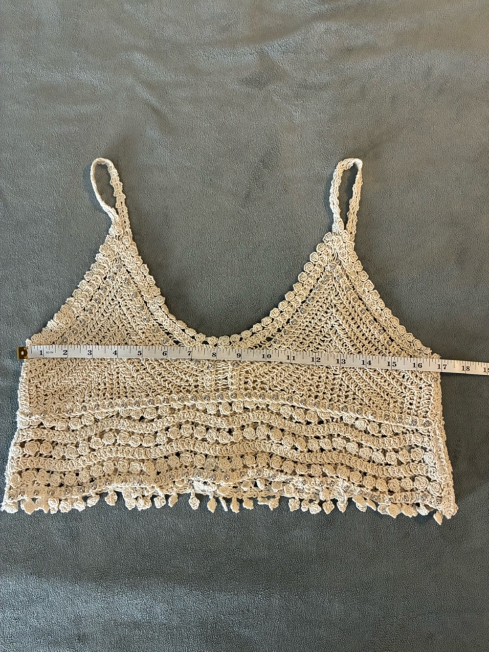 Crochet Crochet Crop Tank Top in Cream - Picture 6 of 8